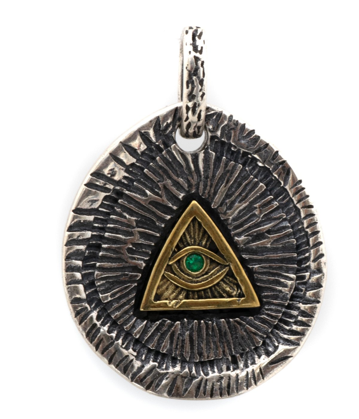 925 Sterling Silver Triangle Evil Eye Illuminati Unisex turk Pendant