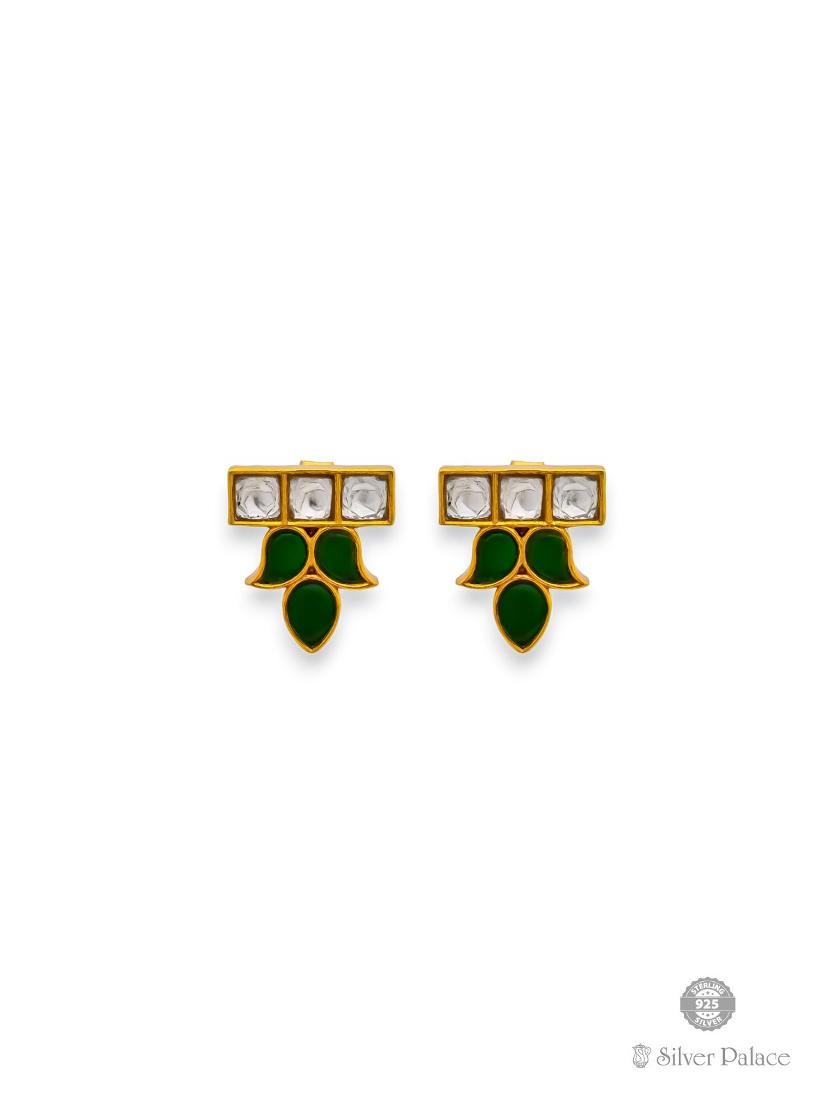 925 SILVER GOLD POLISHED KUNDAN EARRING FOR LADIES ANITE COLLECTION 