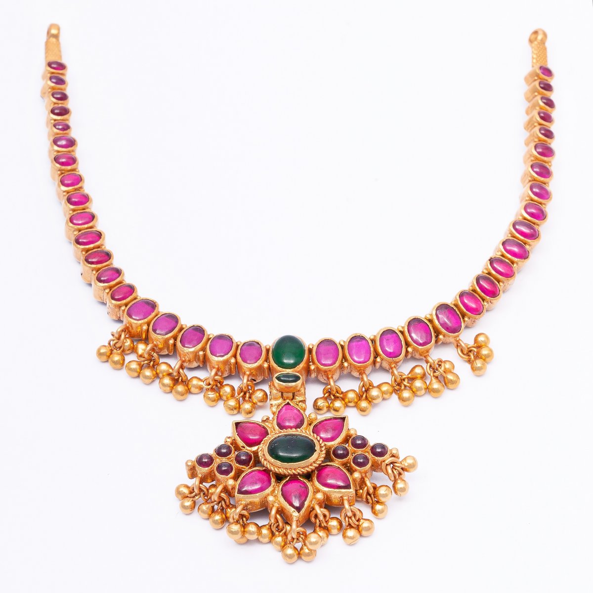 GOLD PLATED WEDDING BRIDAL RED STONE NECKLACE FOR WOMEN