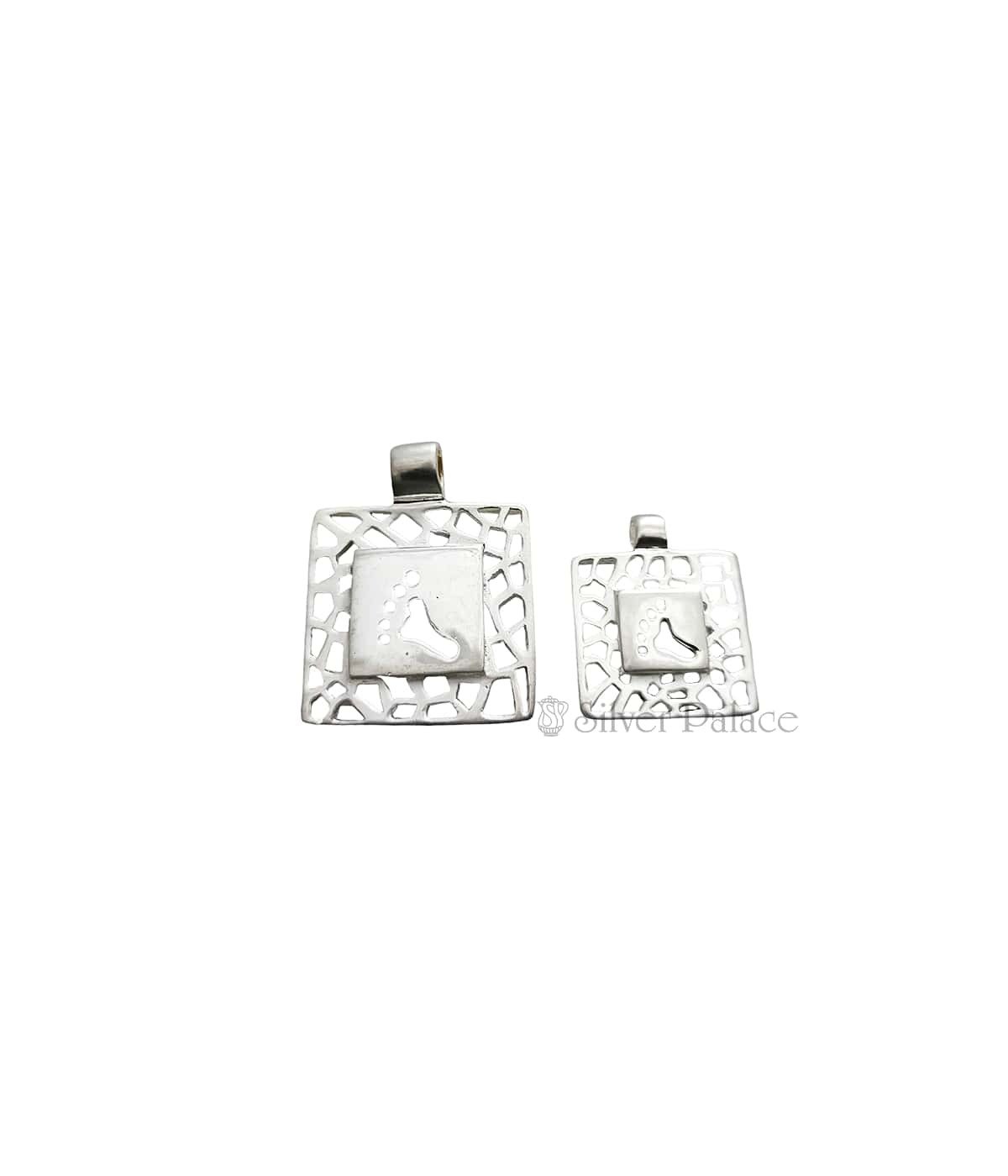 Sterling silver Square shaped Foot design pendant