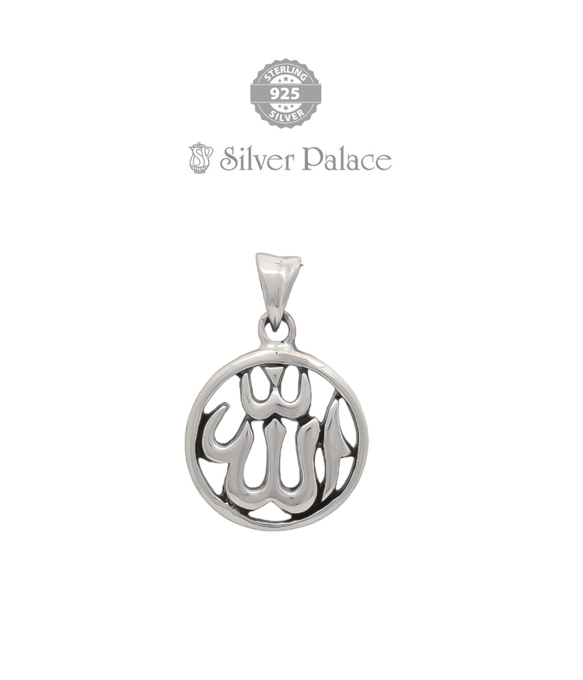92.5 Sterling Silver Divine Collections Urdu Letter Allah Pendant For Womens 