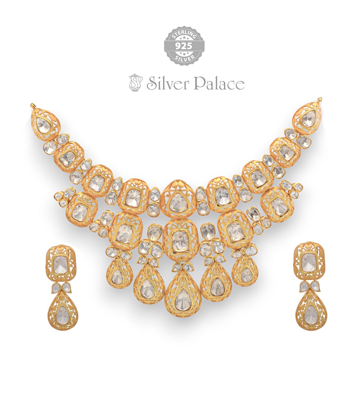 925 Silver Kundan Necklace  With Earring Set  Necklace For Girls 
