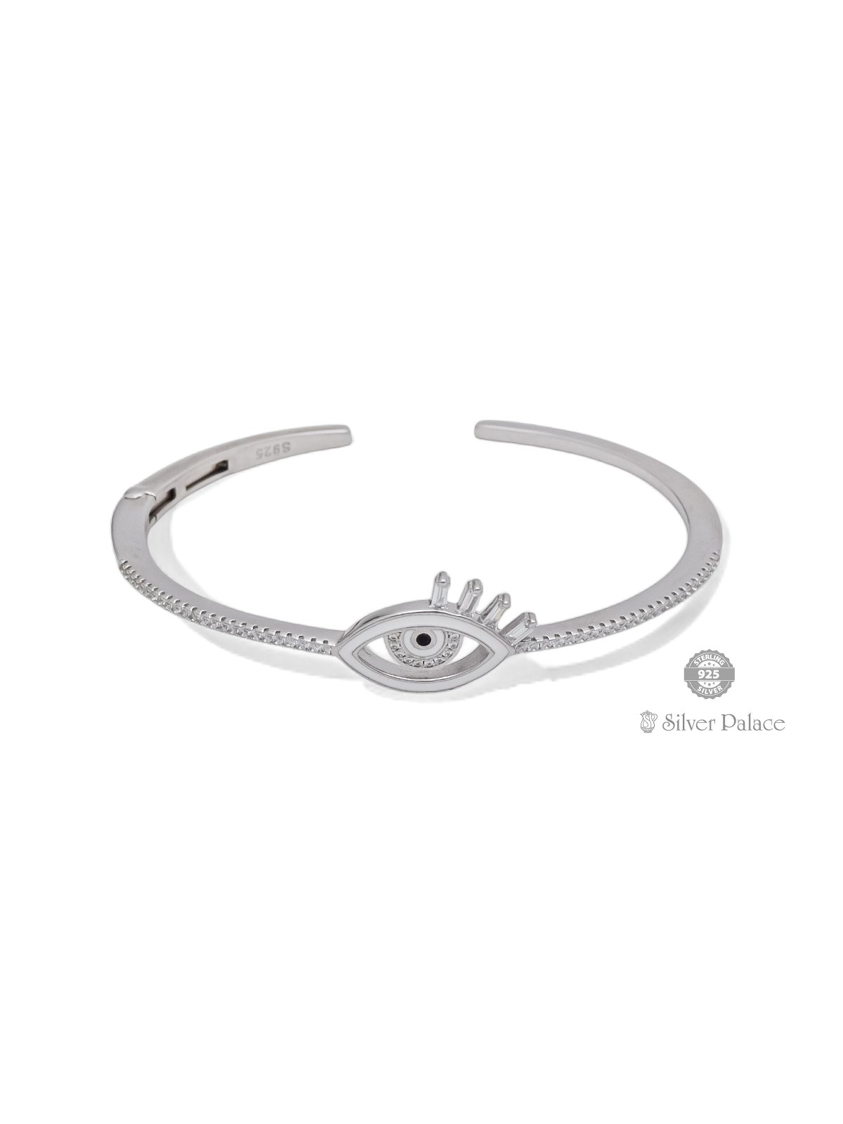 925 STERLING SILVER EYE WITH WHITE ENAMEL CUBIC ZIRCONIA KADA FOR GIRLS PUYA COLLECTION 