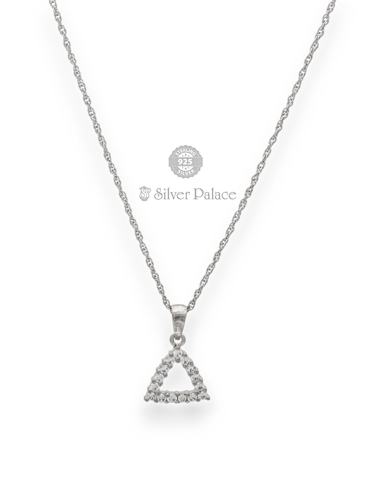  92.5 Sterling silver chain with traiangle shape with stone pendant for girls puya collection