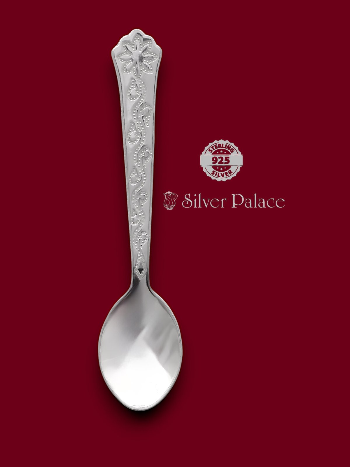 925 Silver Floral Design Filigree Spoon For Your Child Silver Palace