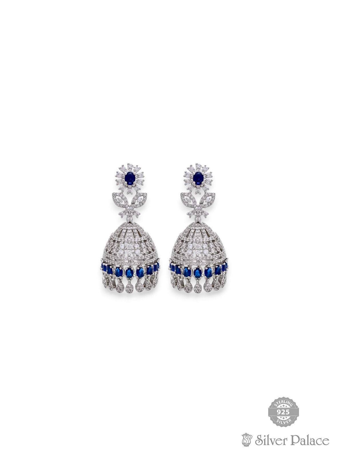 925 STERLING SILVER BLUE STONE JHUMKA FOR WOMEN PUYA COLLECTION 