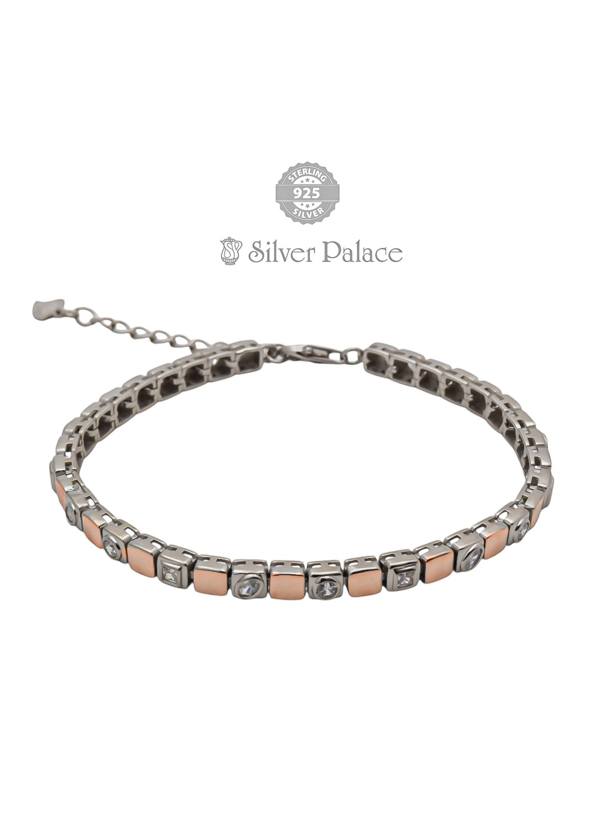 925 STERLING SILVER ROSE GOLD 2 TONE BRACELET FOR GIRLS SHEYA COLLECTION 