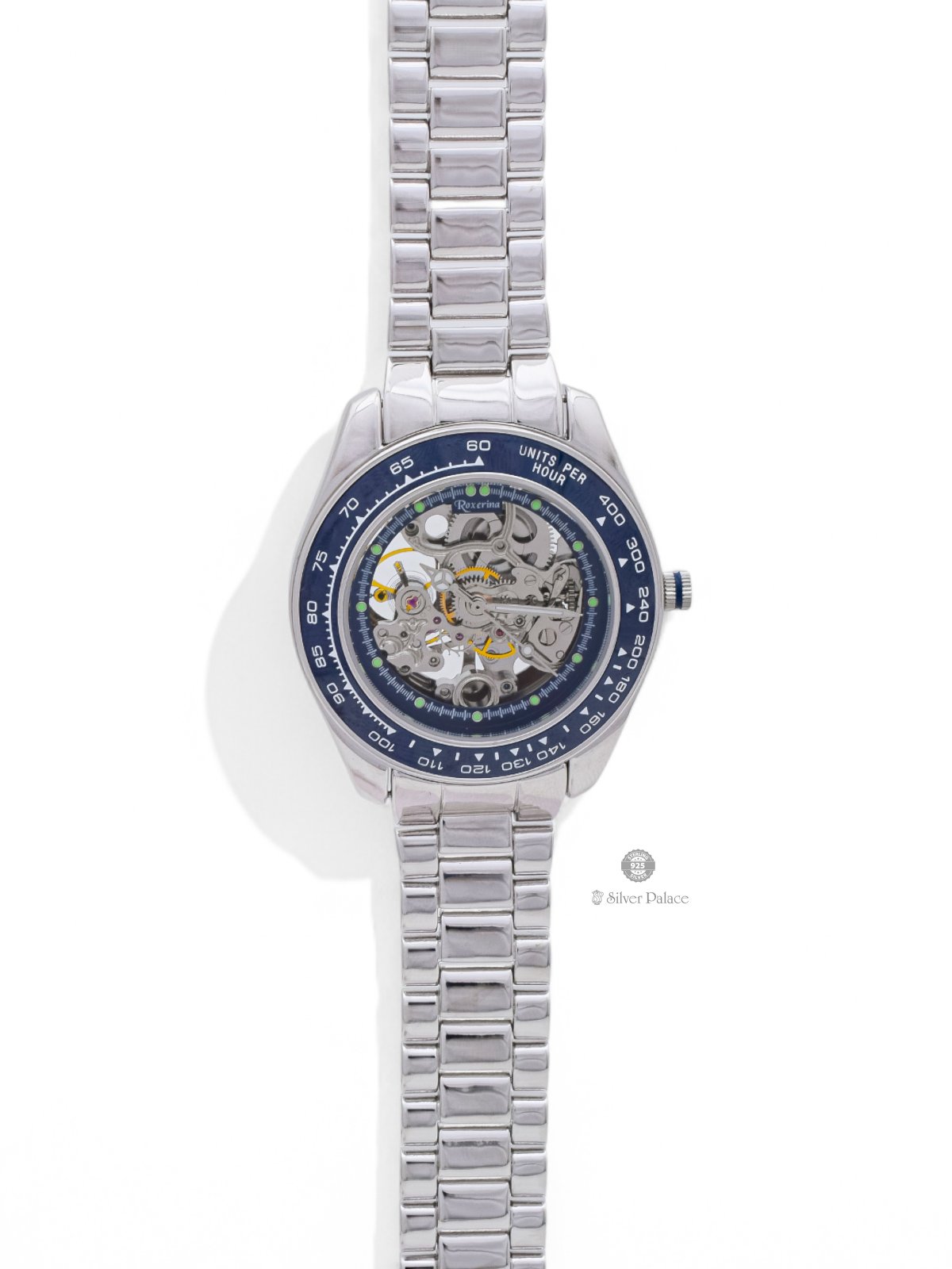 925 Sterling Silver Transparent Display Mens Watch For Mens