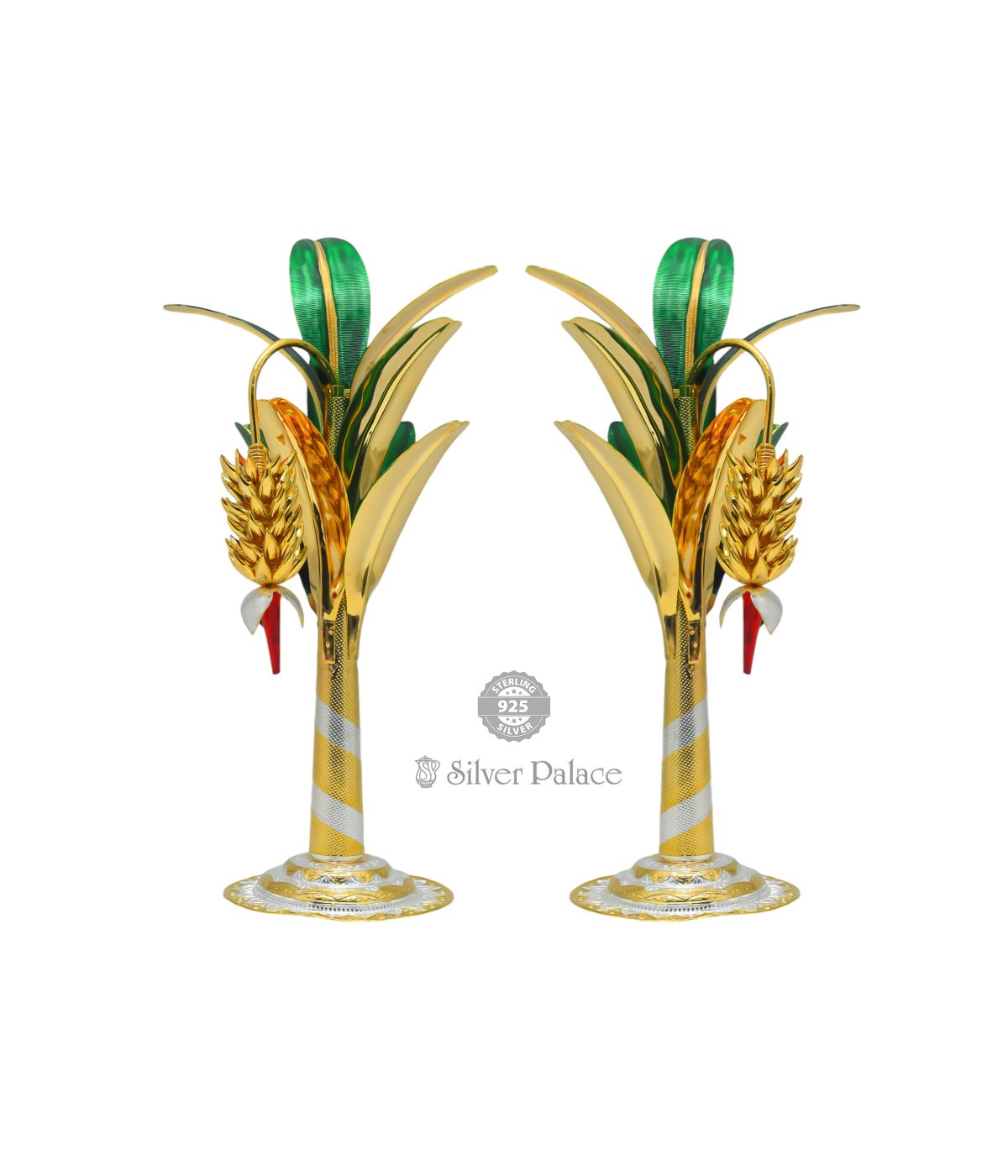 92.5 SILVER GOLD POLISH BANANA TREE  FOR POOJA DECORATION