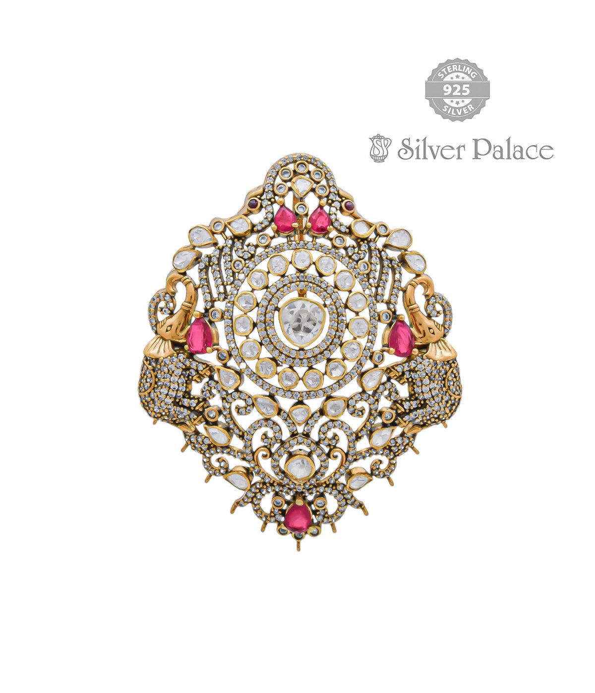 925 SILVER ELEPHANT DESIGN GOLD POLISHED PENDANT FOR WOMEN