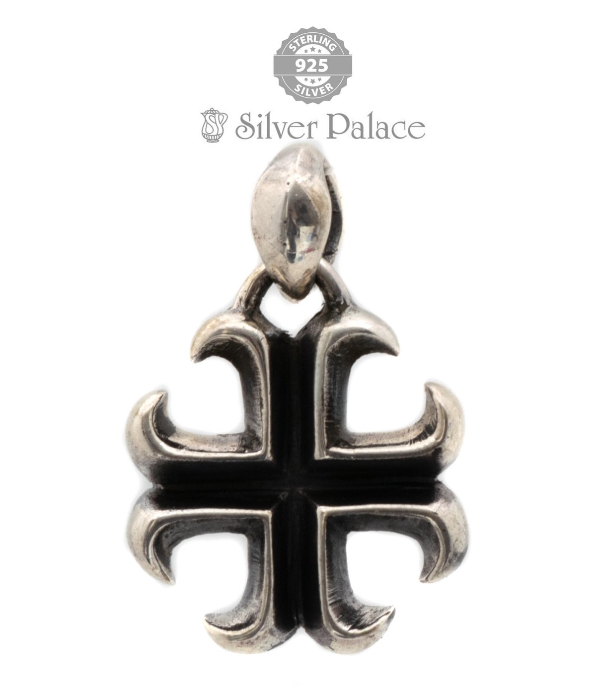 92.5 Oxidized Sterling  Silver Templar cross pendant 