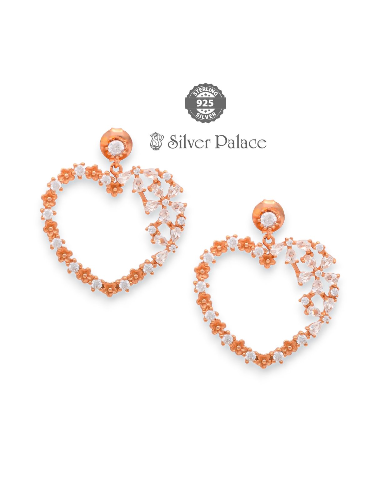 925 Silver sheya Collection  Heart Design Studs Earrings for Women