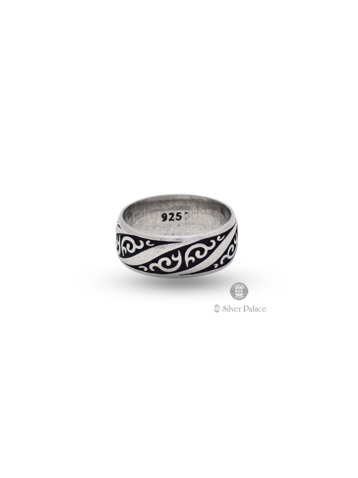 925 OXIDISED SILVER WAVE PATTERN RING FOR MEN MAAN COLLECRTION