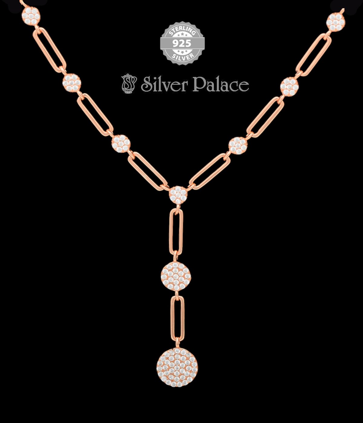 92.5 STERLING SILVER ROSE GOLD SHEYA CHUNKY CHAIN LINK WITH CUBIC ZIRCONIA FOR GIRL