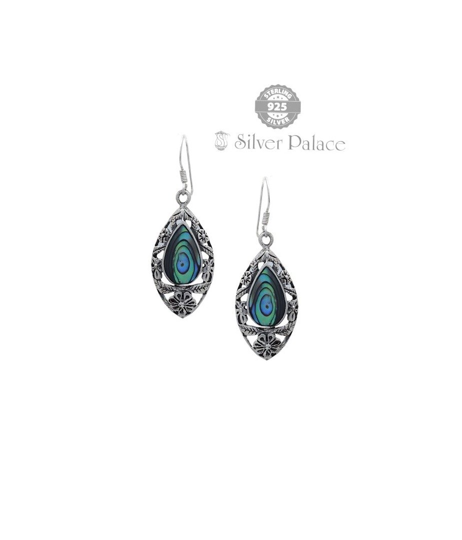 Sterling Silver Trishe Collections Marquise Shape Earring With Abalone Shell