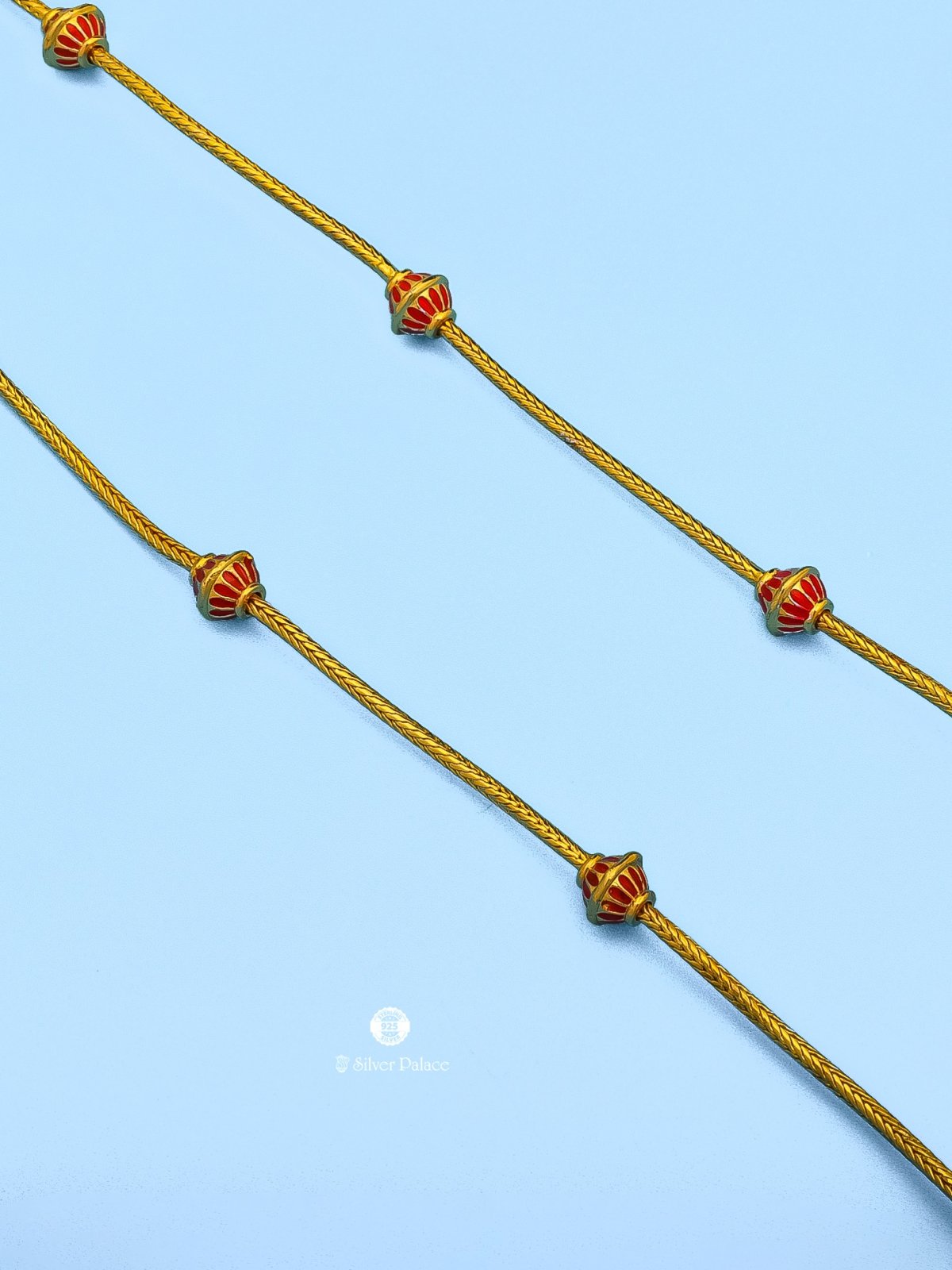 925 SILVER GOLD POLISHED BEADS WITH ENAMEL DESIGN MUGAPPU CHAIN FOR WOMEN ANITE COLLECTION 