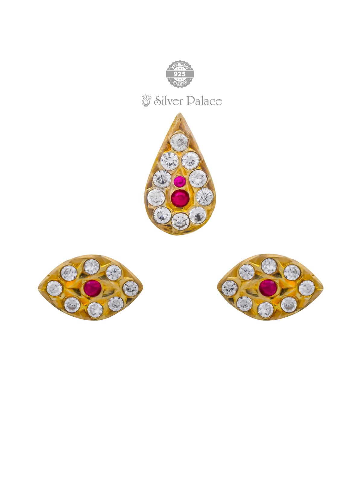 925 SILVER CZ , PINK STONE STUDDED WITH  KANMALAR & THILAK FOR POOJA USE