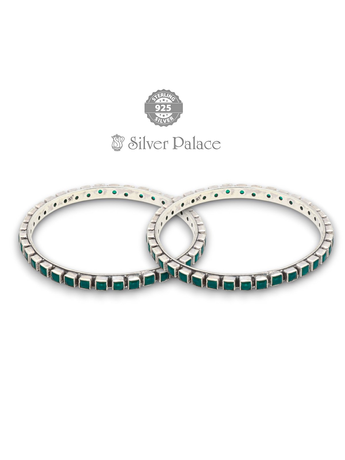 925 STERLING SILVER MANNJ COLLECTION EMERALD BANGLE FOR WOMEN