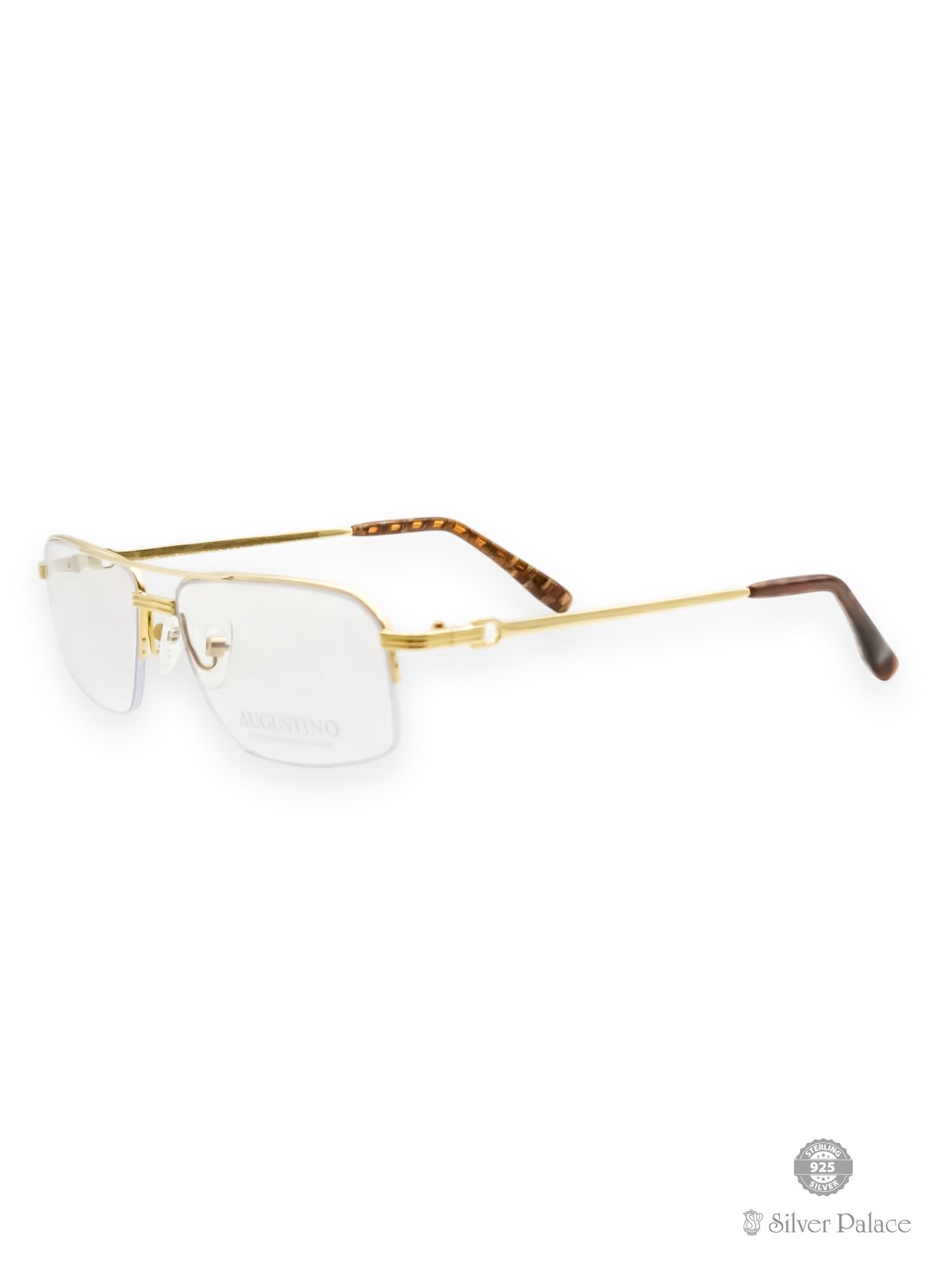 916 PURE GOLD UNISEX EYE GLASS WITH WOOD STYLE TEMPLES