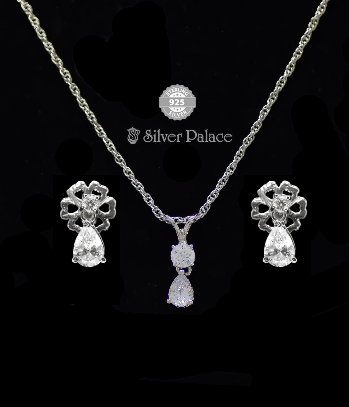 925 Sterling Silver Cubic Zirconia Pendants Set For Girls