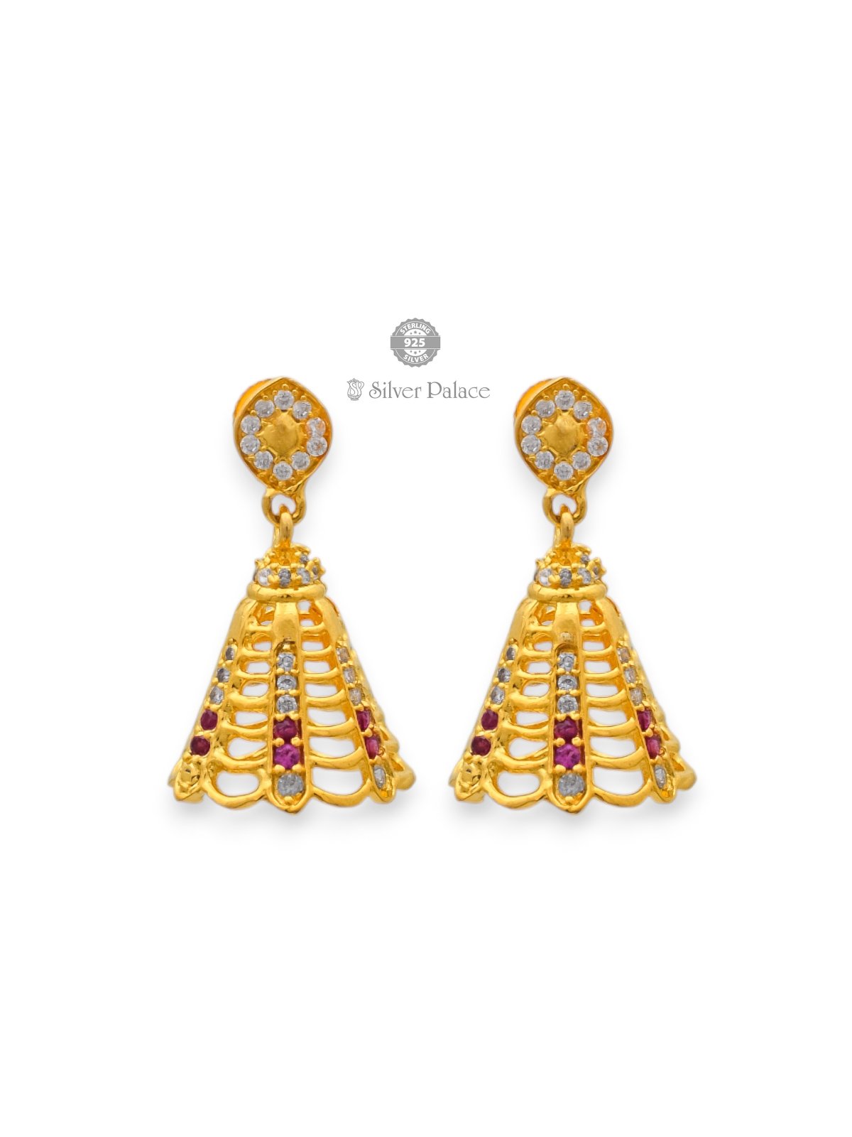 925 SILVER GOLD POLISHED JHUMKA FOR GIRLS ANITE COLLECTION 