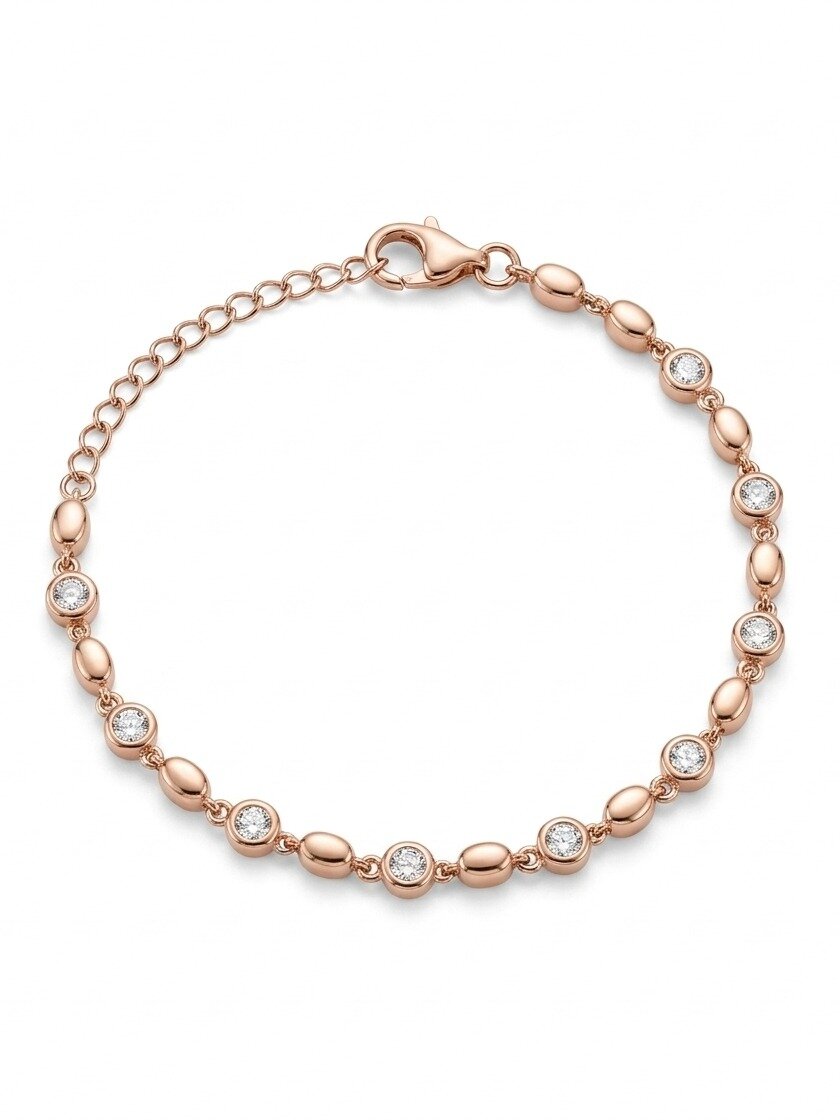 92.5 STERLING SILVER WHITE STONE BRACELET WITH ROSE GOLD TOUCH SHEYA COLLECTION