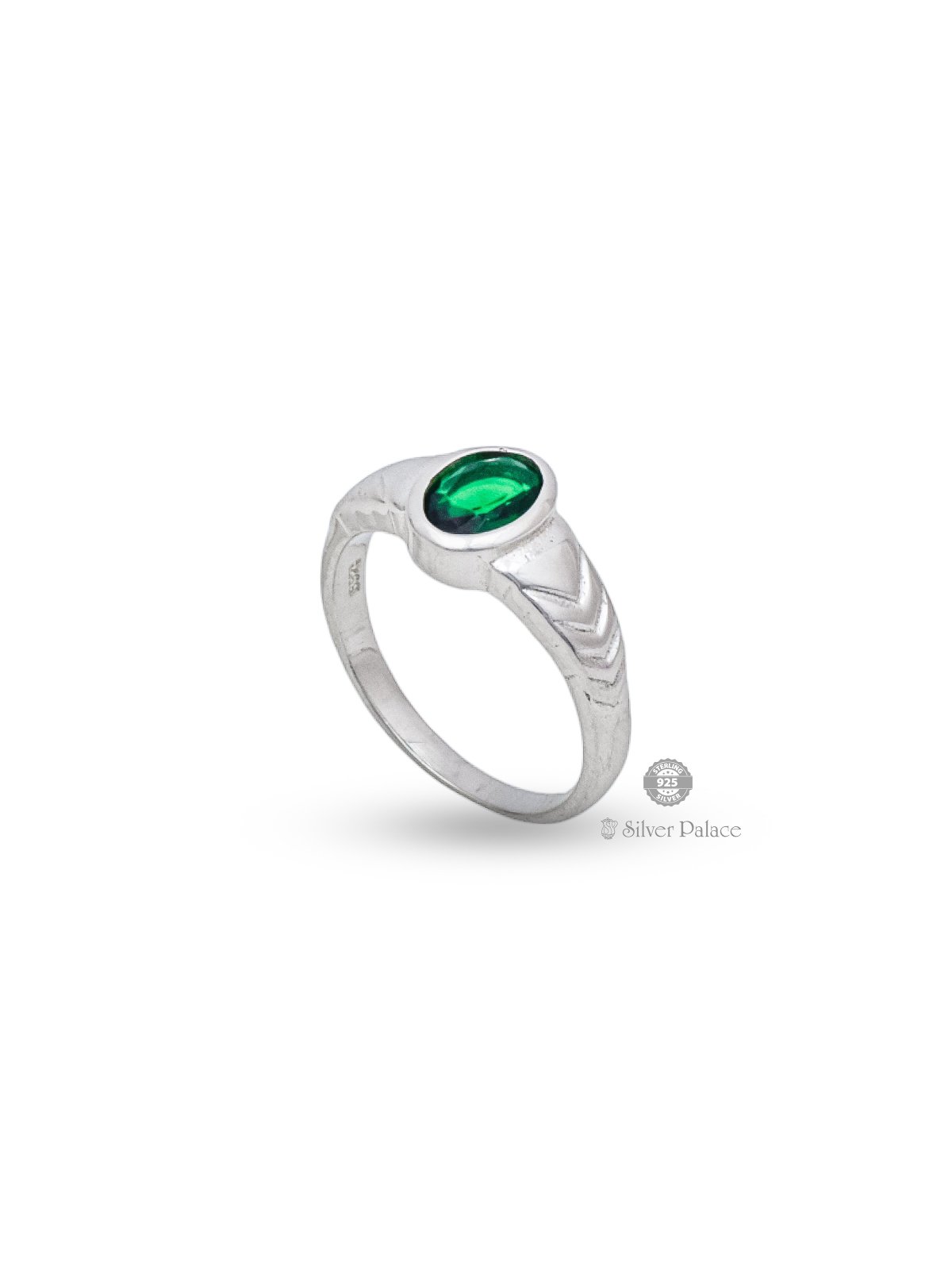 925 Sterling Silver Aarow Line With Green Stone Rashi Ring For Unisex ...
