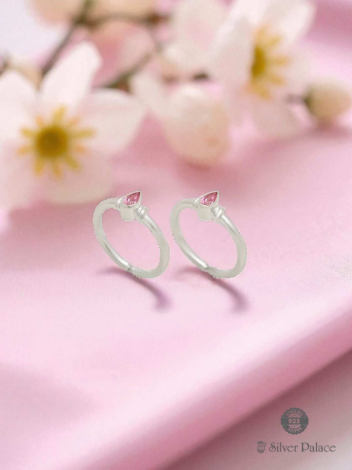 925 STERLING SILVER PINK STONE TOE RING FOR GIRLS NEETH COLLECTION 