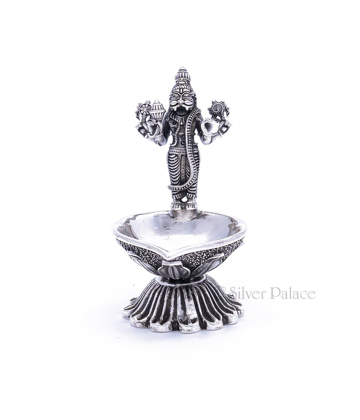 92.5 Sterling Silver Oxidised Dasavathaaram Narasimha Statue Lamp