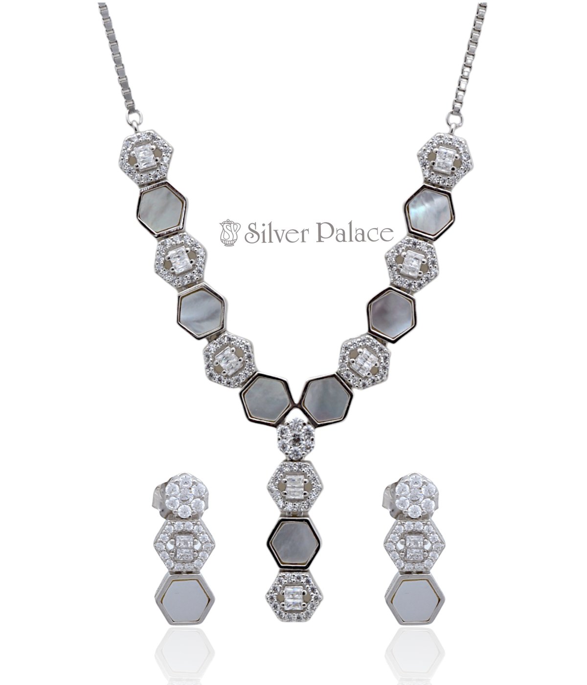925 STERLING SILVER Fashion Women's Necklace set With Earrings	