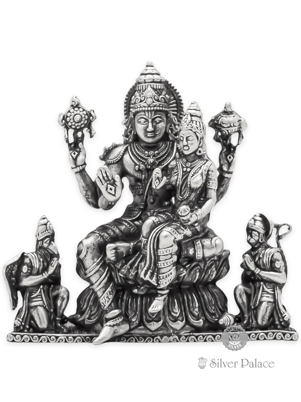 92.5 SILVER RAM SITA WITH LC GARUDAN & HANUMAN STATUE FOR POOJA