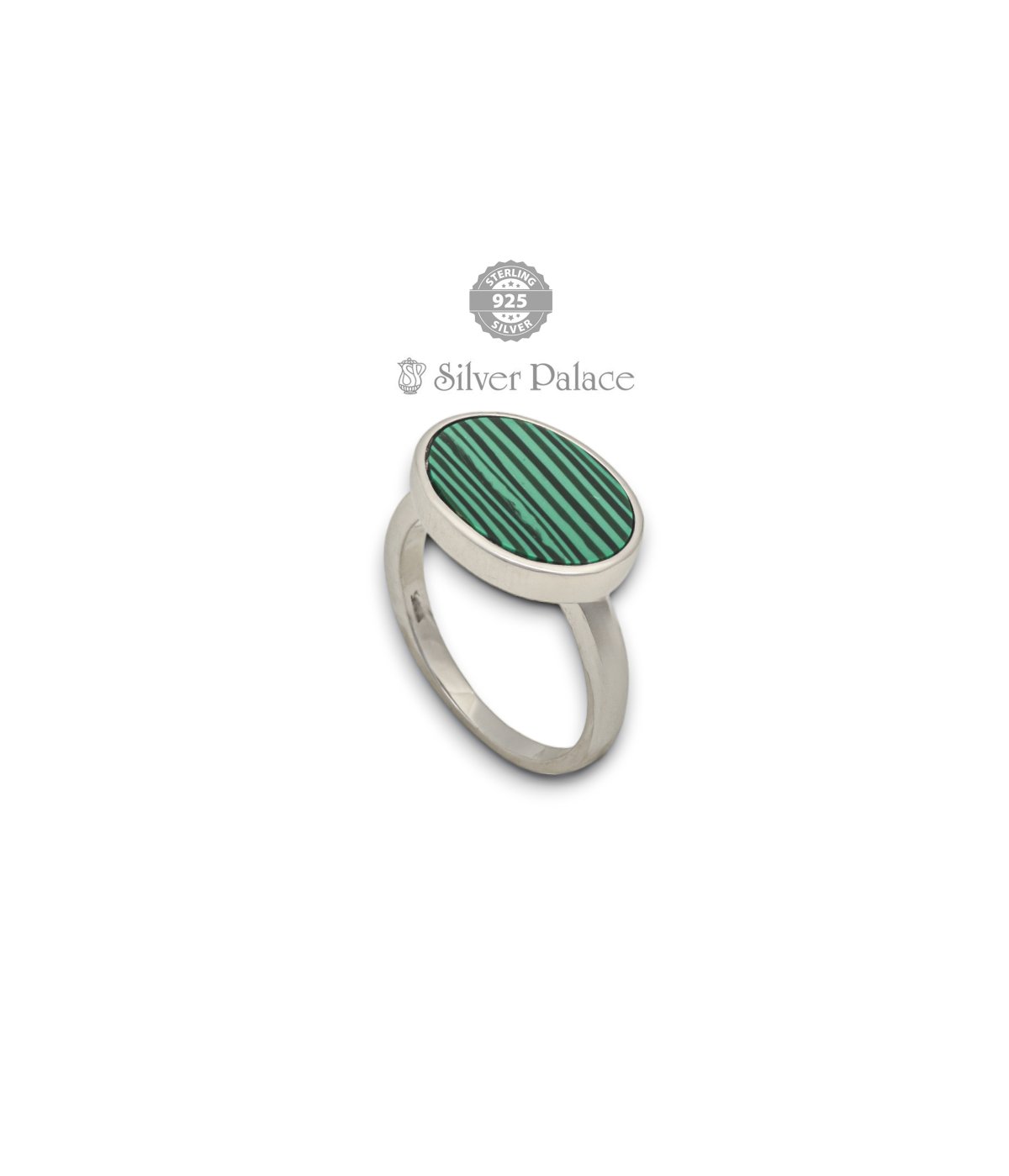 92.5 PURE SILVER FINGER RING WITH GREEN STONE FOR GIRLS