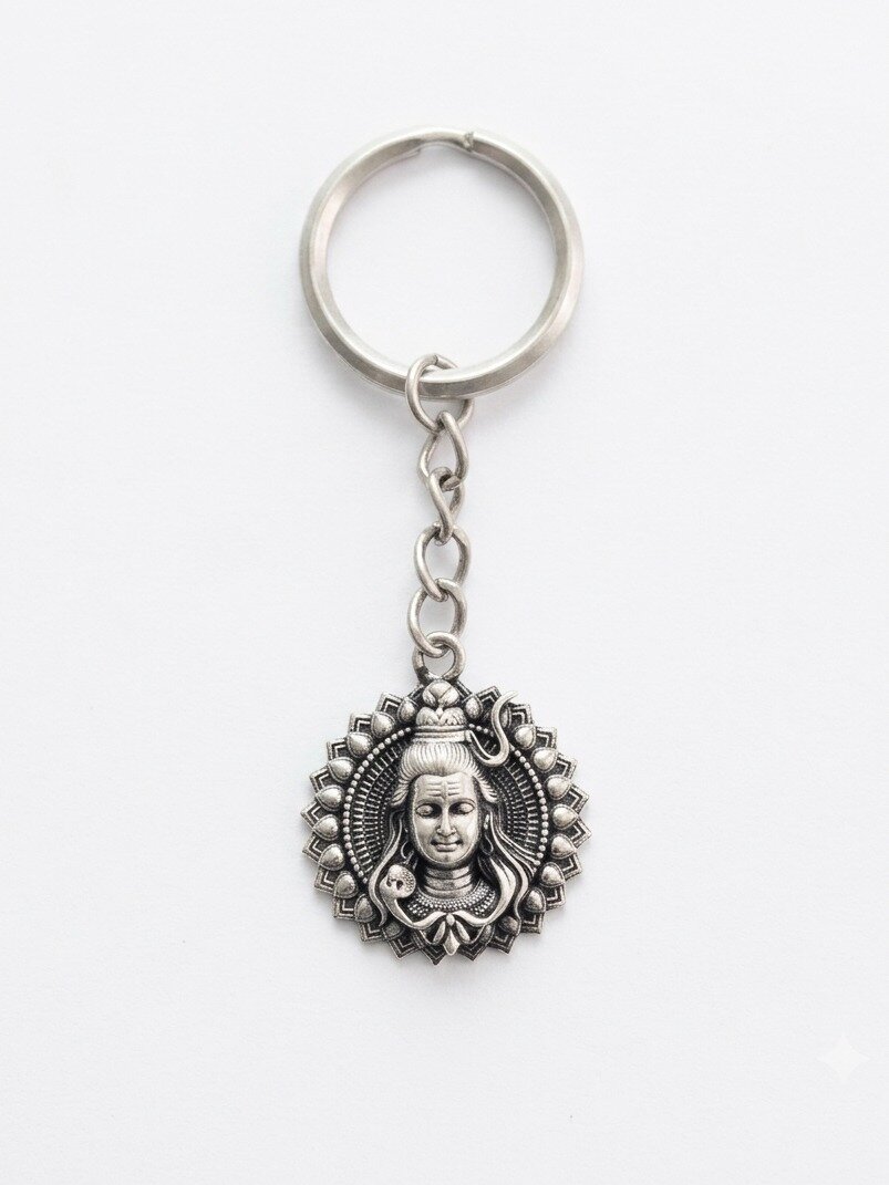 925 OXIDISED SILVER SIVA KEYCHAIN FOR MEN