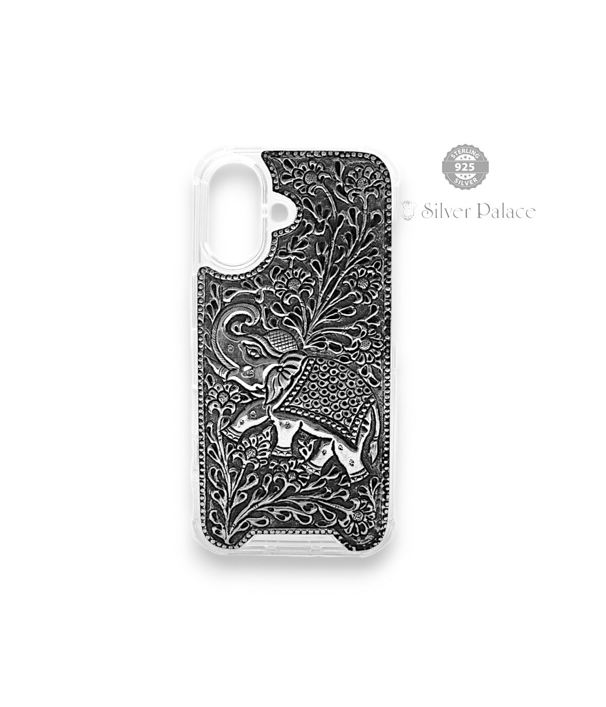 925 STERLING SILVER ELEPHANT DESIGN IPHONE 16 CASE FOR MOBILE