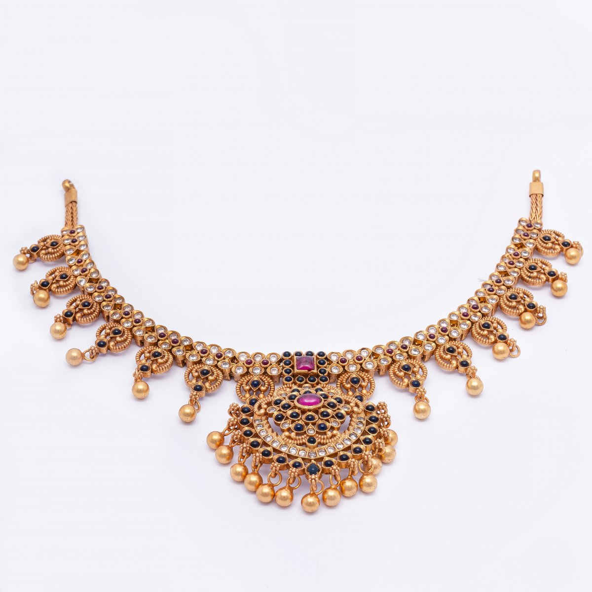 GOLD POLISHED TRADITIONAL PARTY SILVER NECKLACE FOR WOMEN