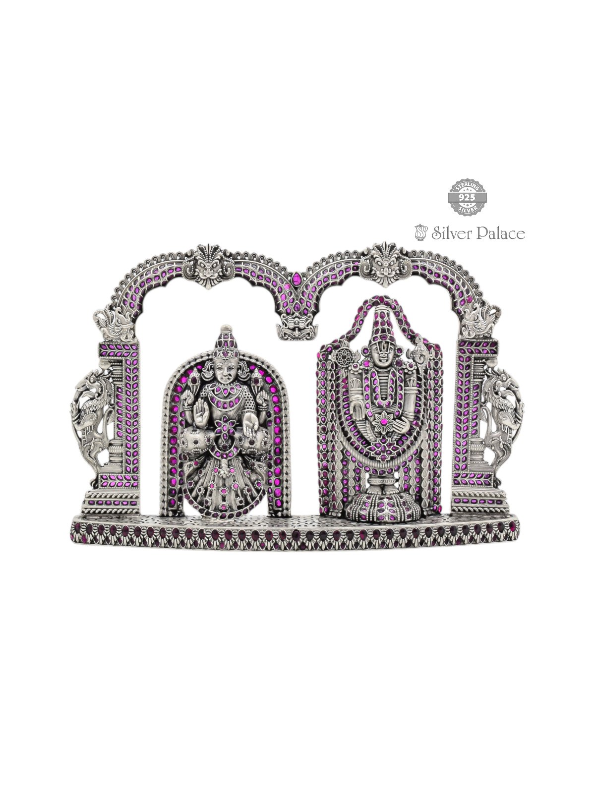 92.5 SILVER LC STONES PADMAVATI BALAJI FRAME IDOL