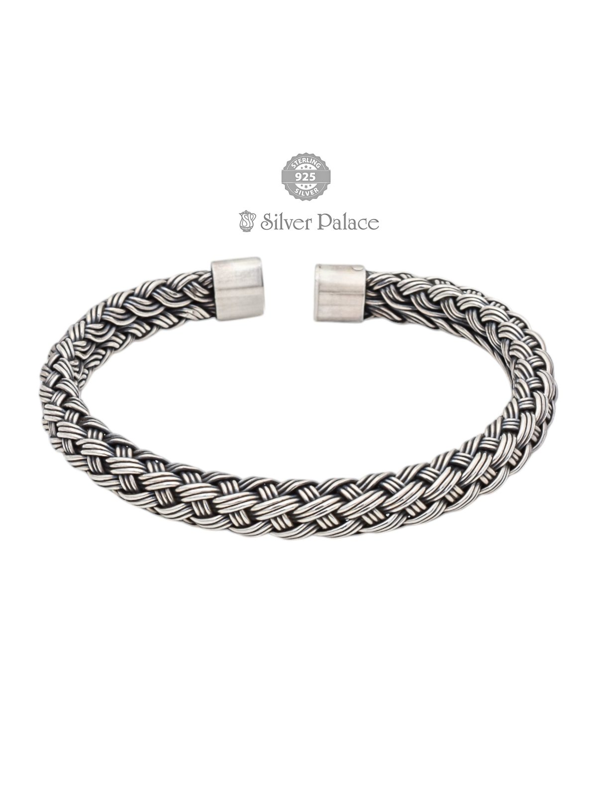 925 Oxidised Silver Braided Open Cuff Kada for Women Bhava Collection