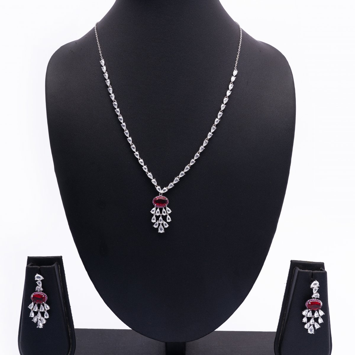 92.5 SILVER NECKLACE WITH EARRINGS SET FOR WOMEN GIRLS 