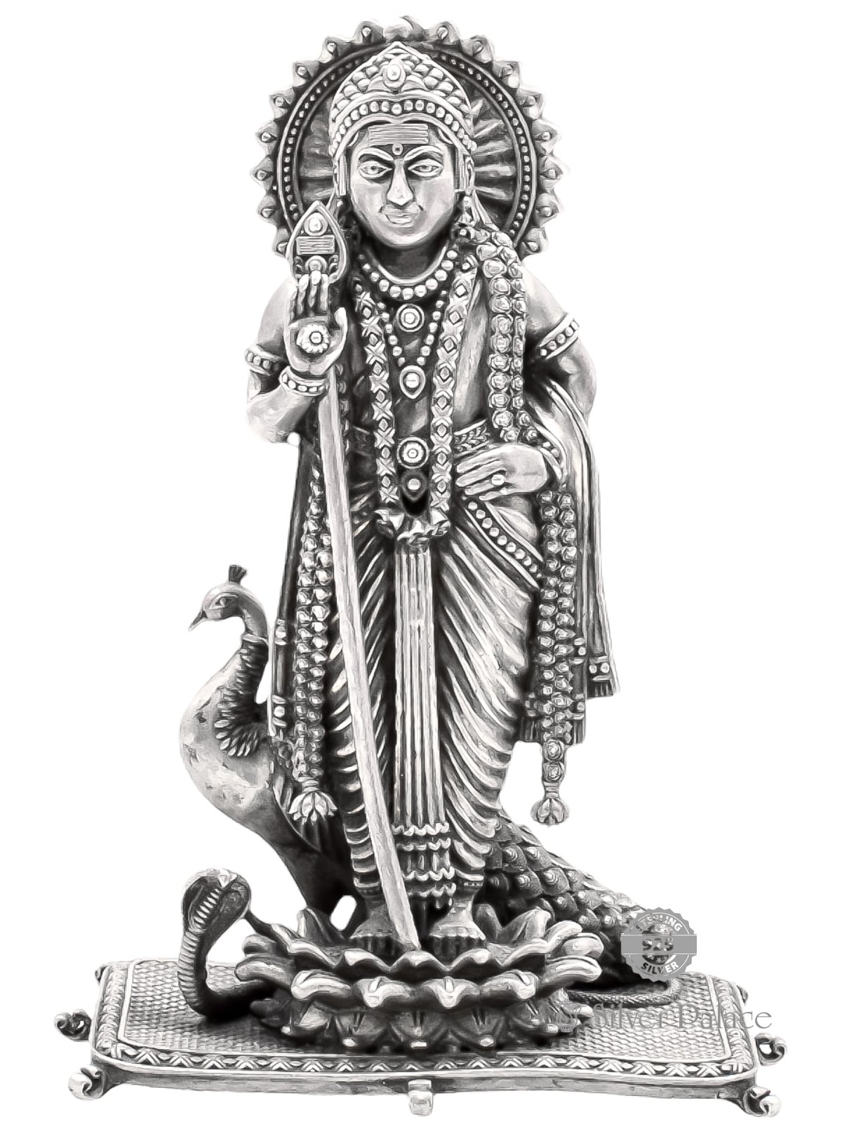 PURE SILVER MAYILVAHAN MURUGAN STATUE