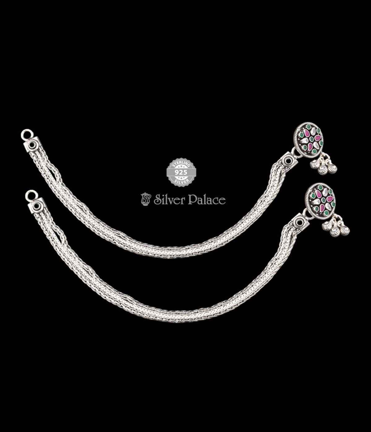 925 Silver With NEETH COLLECTIONS Bridal Gemstone Anklets For Girls