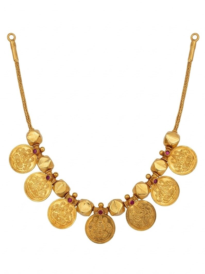 925 SILVER GOLD POLISH KAASU MAALAI NECKLACE FOR WOMEN ANITE COLLECTION 