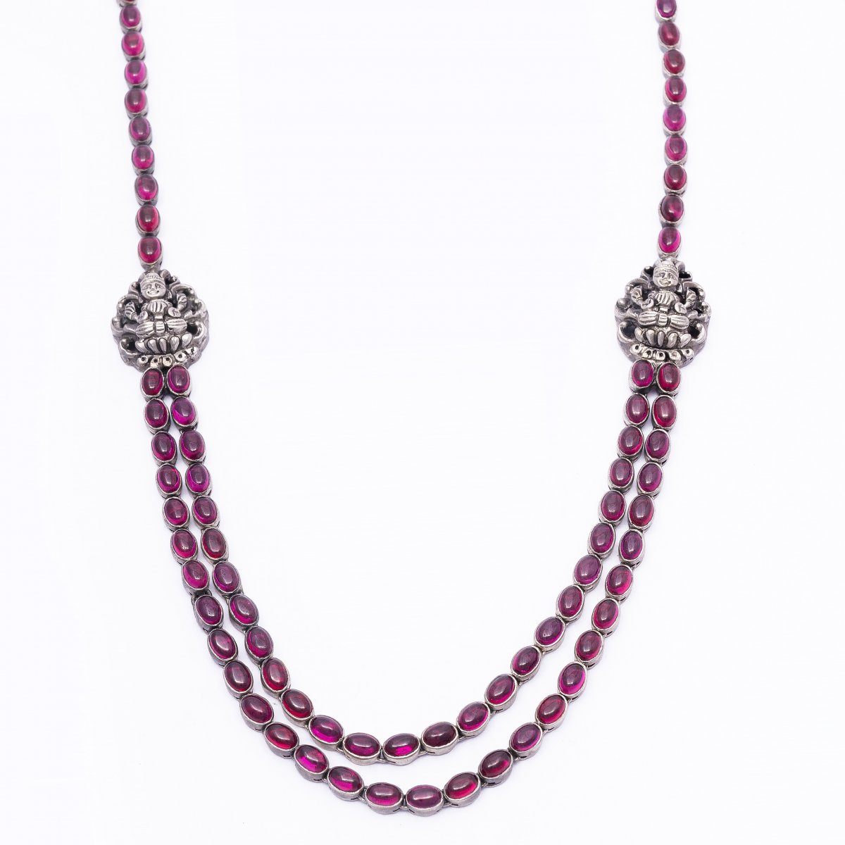 SILVER RED STONE WEDDING COLLECTION NECKLACE FOR GIRLS 