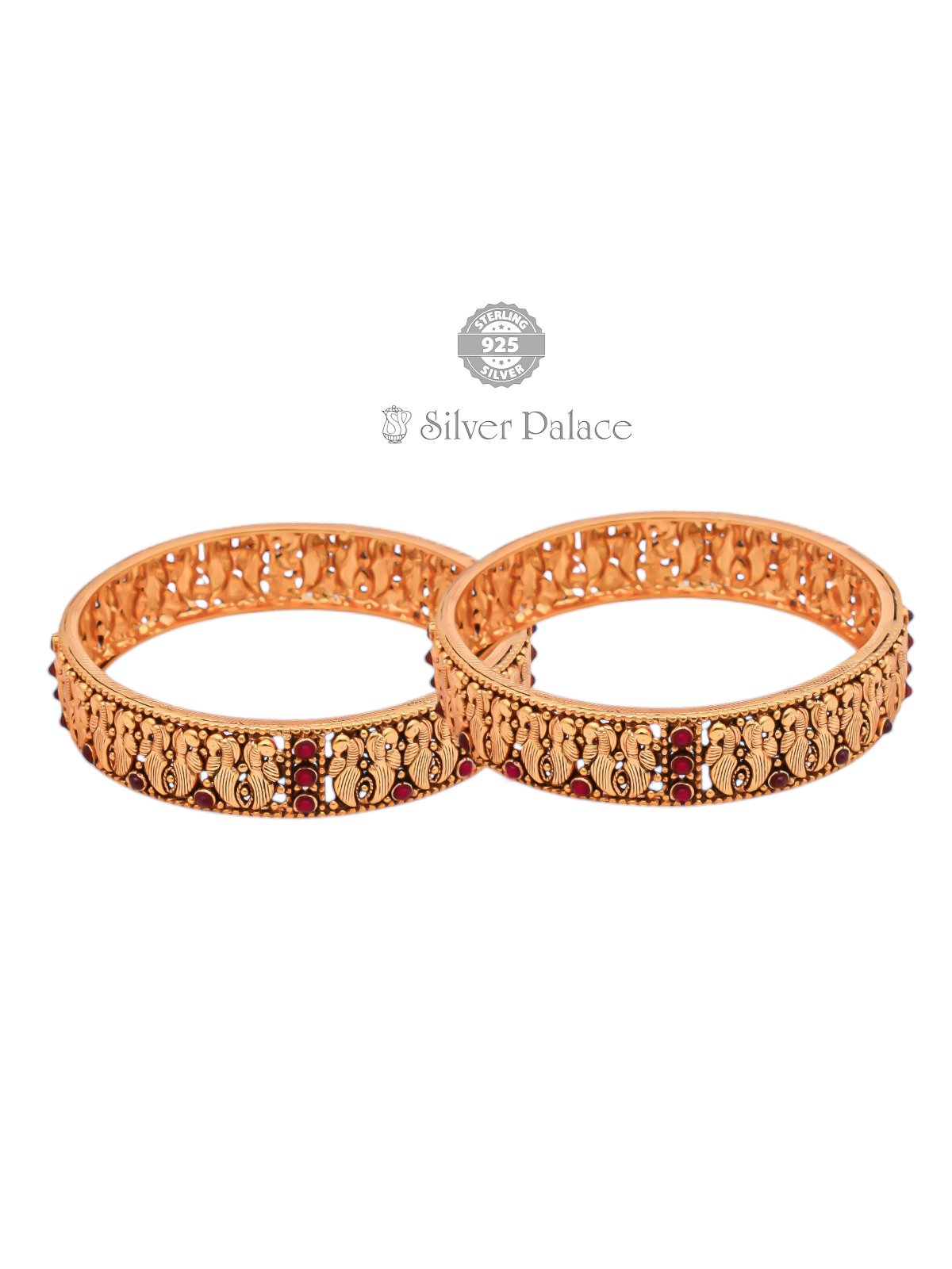 925 STERLING SILVER ANITE COLLECTION GOLD POLISHED PEACOCK BANGLES FOR WOMEN