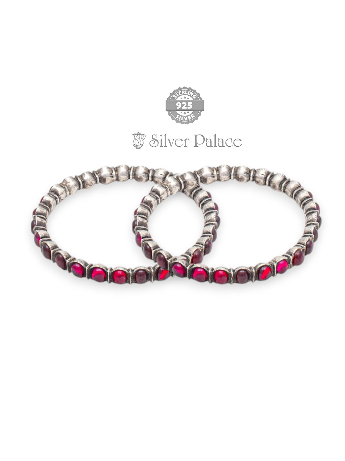  925 STERLING SILVER MANNJ COLLECTION PINK STONE BANGLE FOR WOMEN 