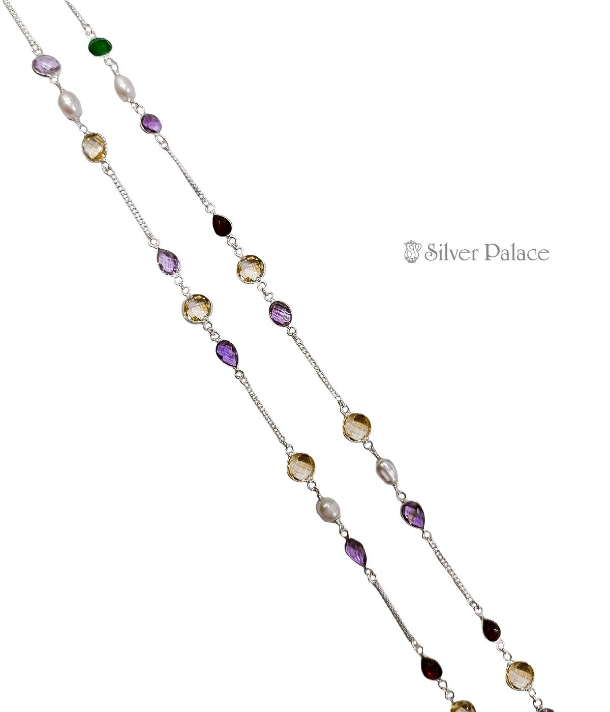 Sterling Silver Multi Sapphire Jewellery Silver Chain Silver Palace