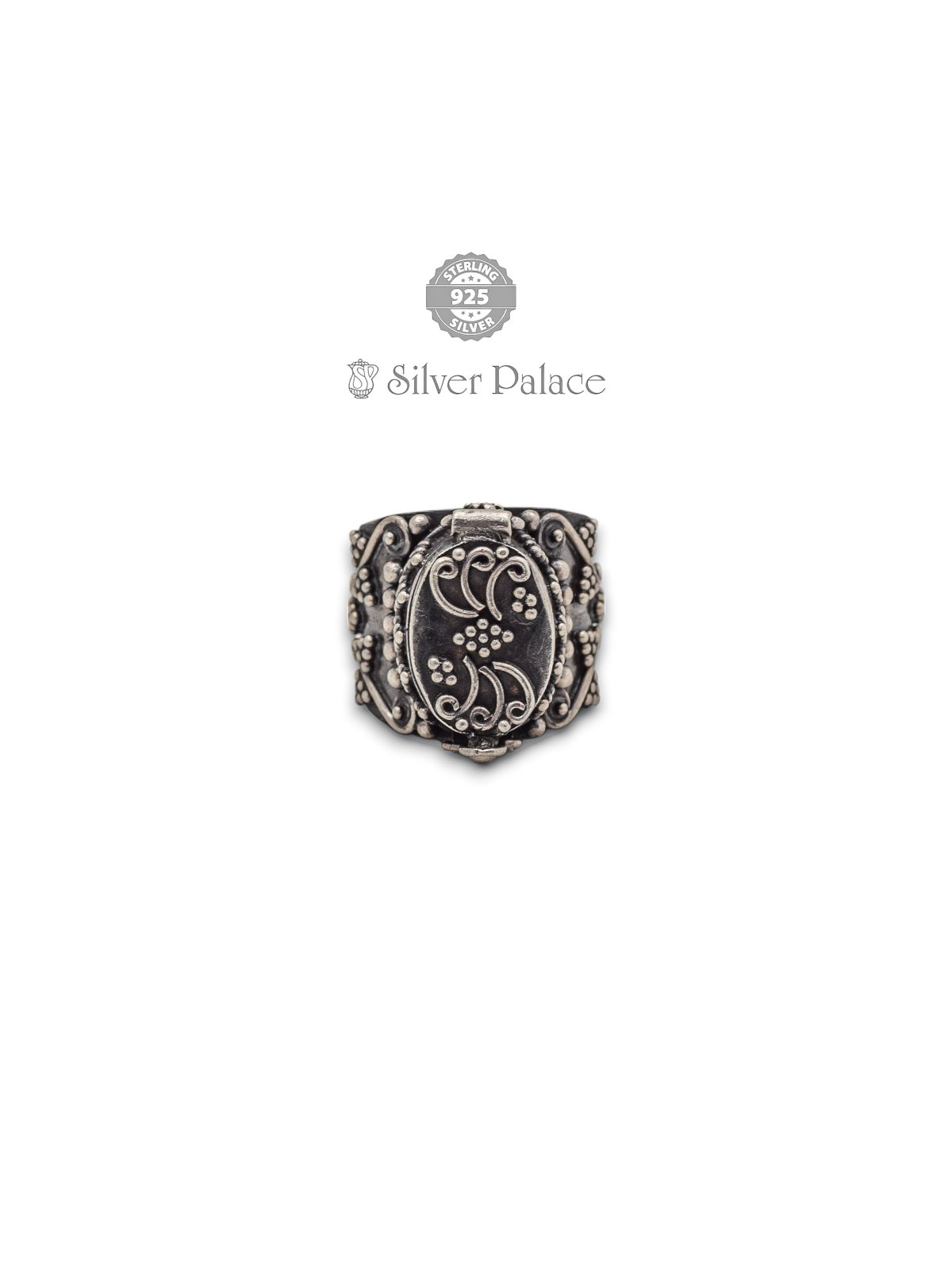 925 OXIDISED SILVER BHAVA COLLECTION BOX RING FOR WOMEN