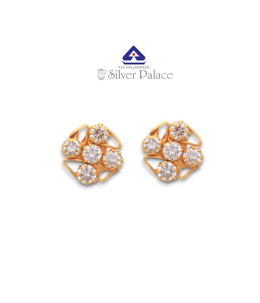 916 Pure Gold with Kanche Collections  Fancy & CZ Stone Studded  Earring For Kids & Womens