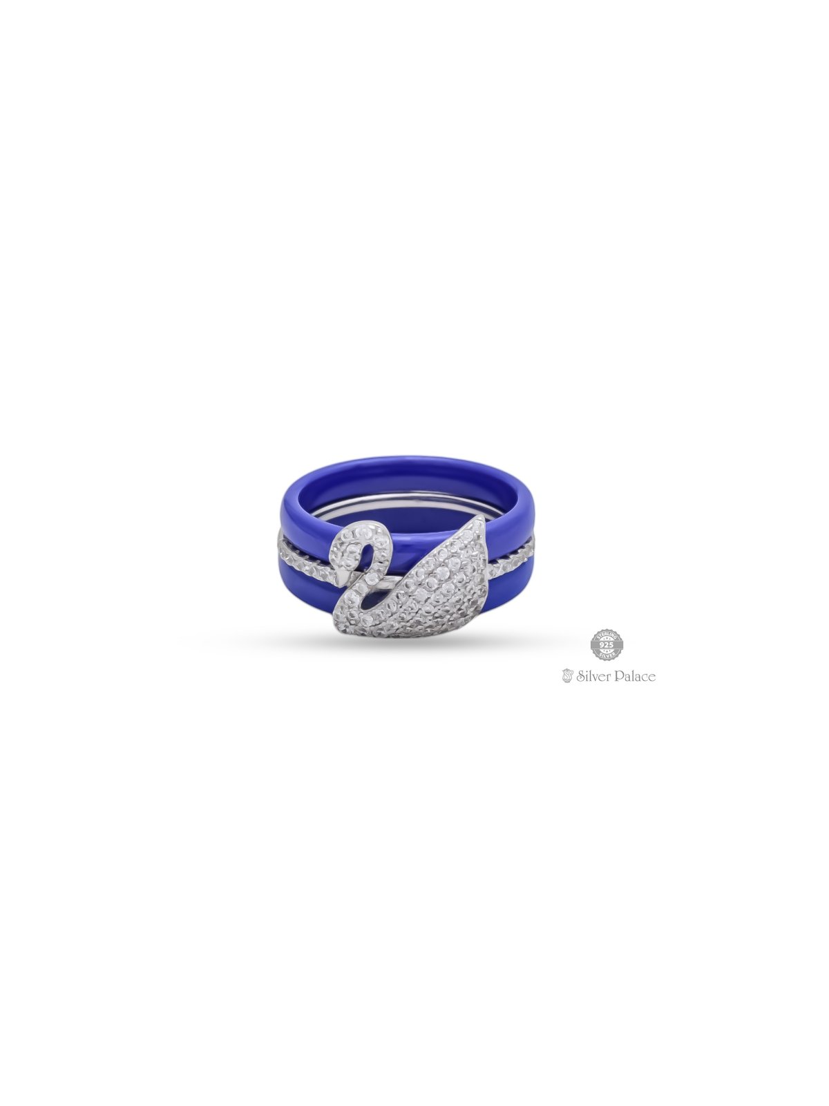 92.5 STERLING SILVER 3 LAYER WITH SWAN DESIGN RING FOR GIRLS PUYA COLLECTION 
