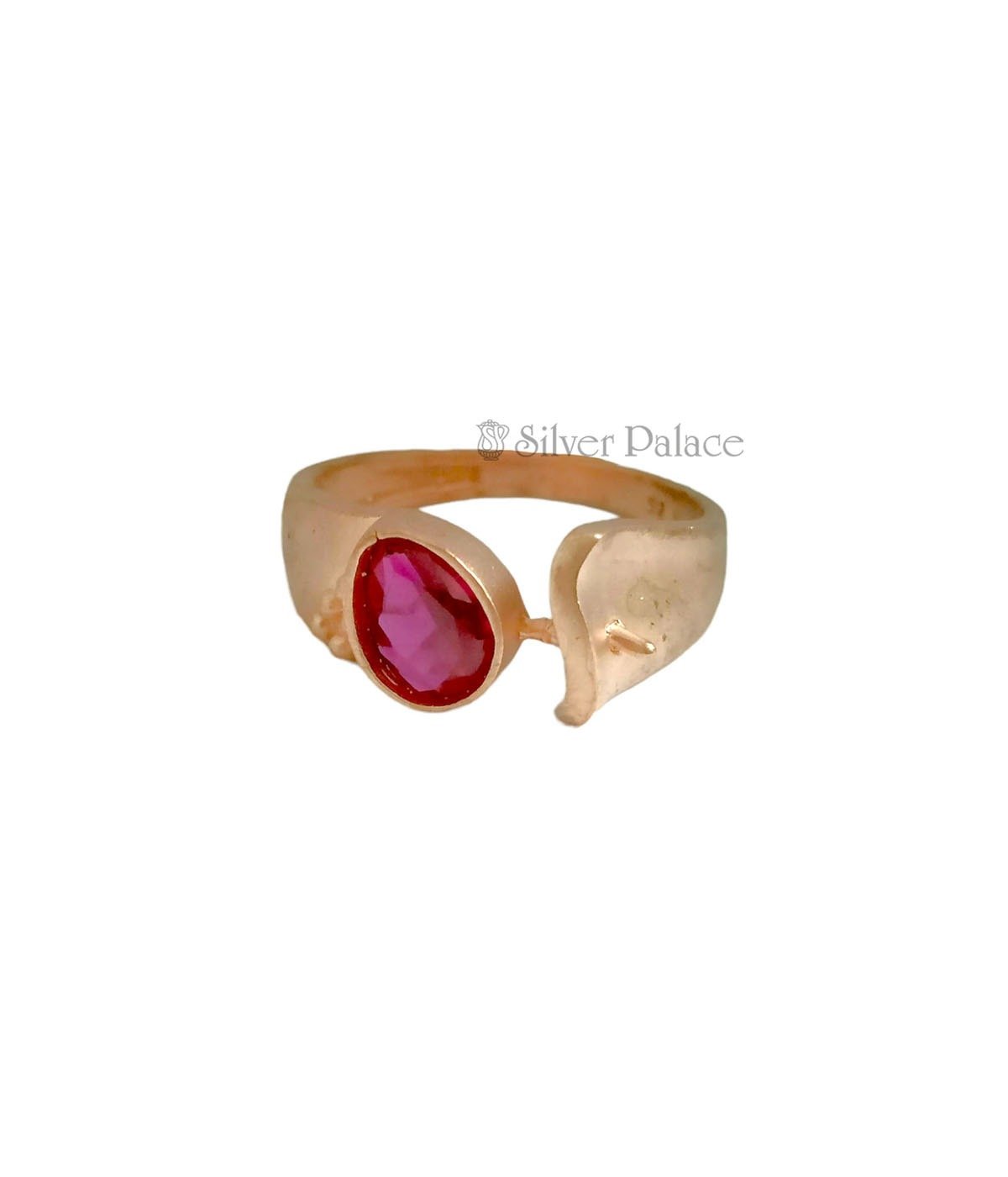 L AMOUR RUBY RED STONE STUDDED ROSE GOLD RING IN SILVER