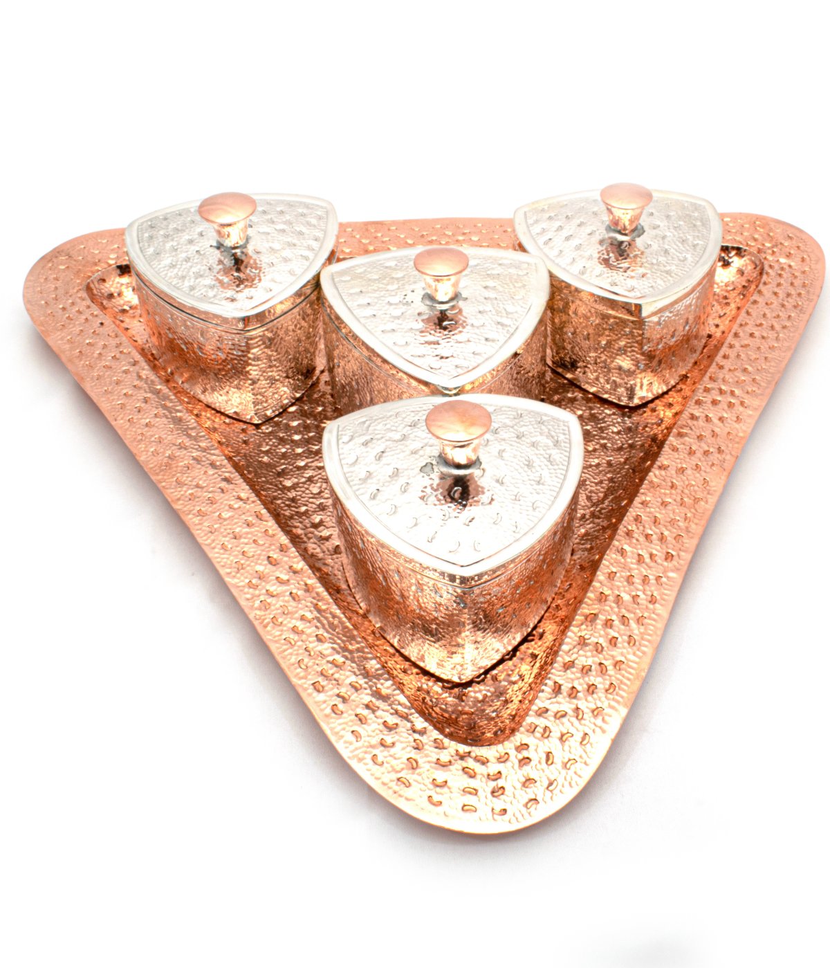 92.5 PURE SILVER ROSE GOLD DRY FRUIT PLATE SET FOR MULTI PURPOSE